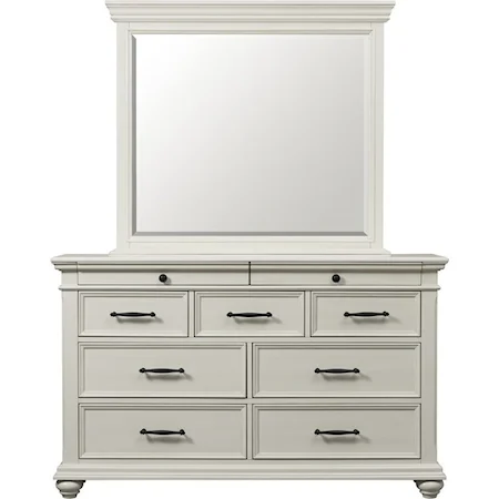 Transitional Dresser and Mirror Set